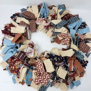 Rustic Harmony Fabric Strip Wreath 16 Inch Handmade‎